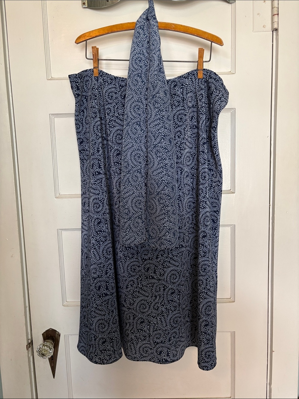 Leslie Fay Navy Paisley Skirt & Scarf Set Size 16WP